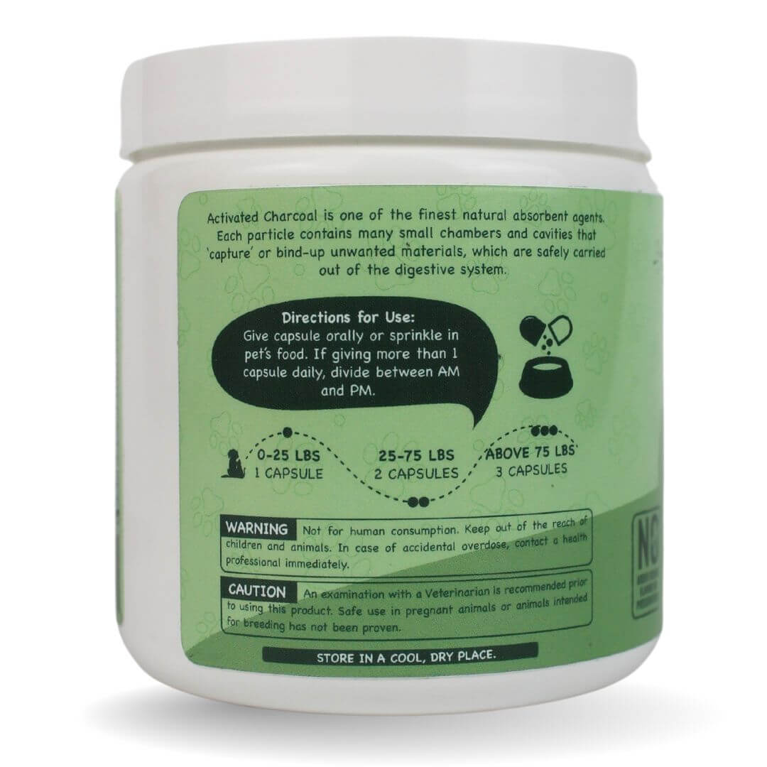 Green Paw Wellness Activated Charcoal supplement for dogs and cats on a white background