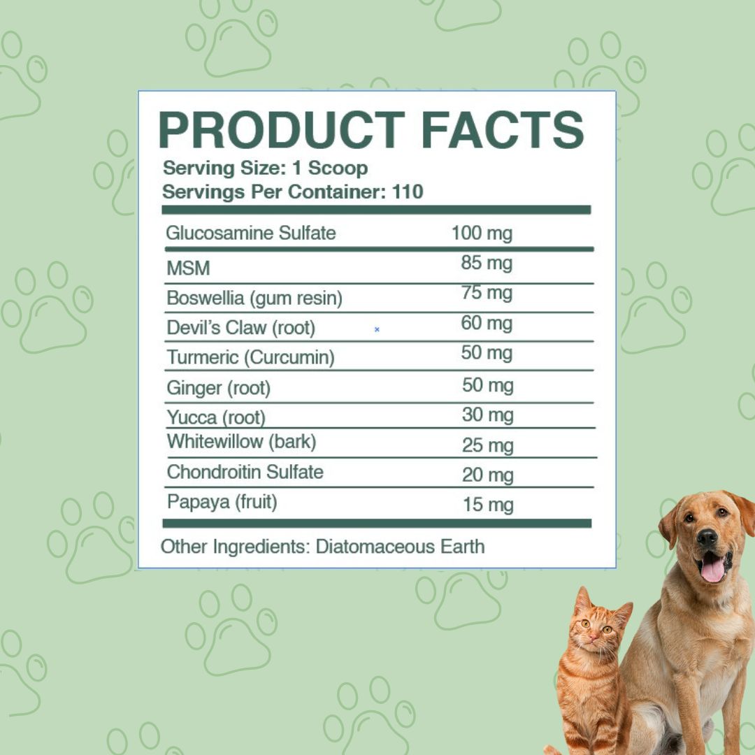 Green Paw Wellness Dog Joint Support Hip & Joint Support powder Ingredient List 
